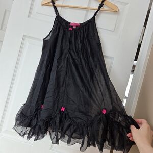 Betsey Johnson Black Mesh babydoll mini dress